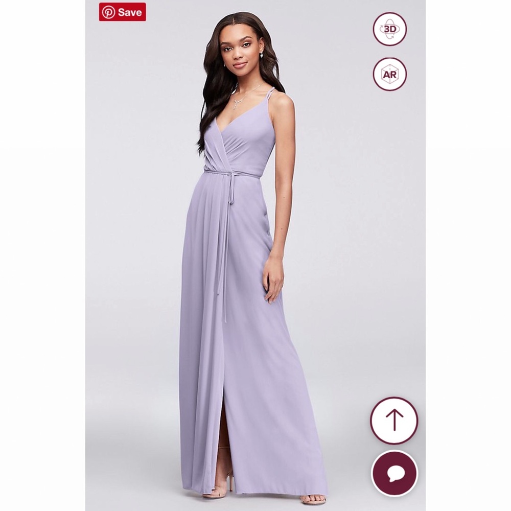 DOUBLE-STRAP LONG GEORGETTE BRIDESMAID WRAP DRESS